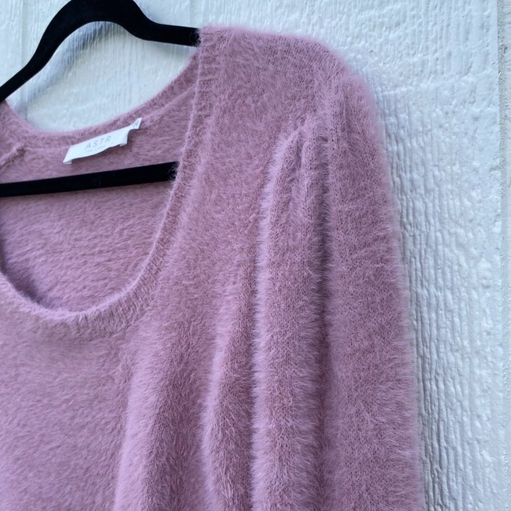 ASTR the Label Square Neck Faux Fur Fuzzy Sweater Pink Size Large - Picture 5 of 8